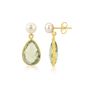 Green Amethyst Drop Earrings With Button Pearl, thumbnail 1 of 2
