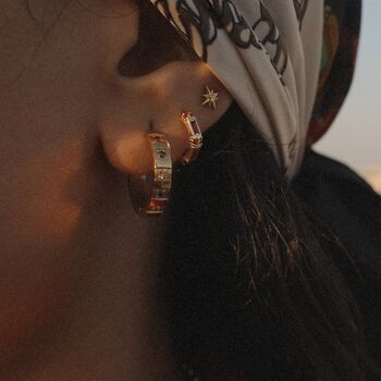 'Rodeo' Gemstone Dainty Gold Hoop Earrings, 3 of 8