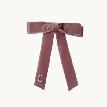 Children's 'Gracie' Velvet Monogram Hair Bow, 3 of 4