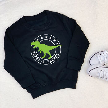 Personalised Dinosaur Kids Sweatshirt, 2 of 6