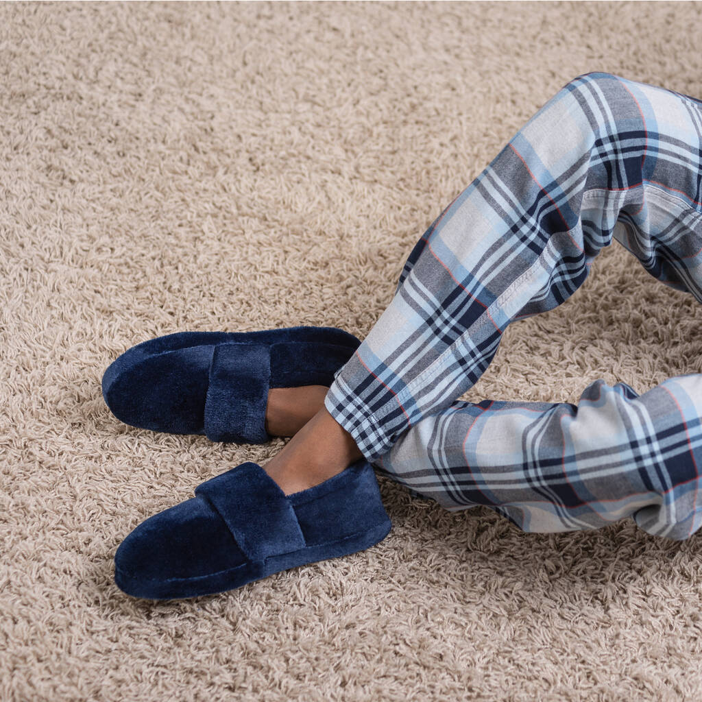 Snugtoes Mens Heated Slippers Navy, 1 of 7