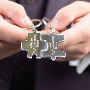 Personalised Couples Silver Jigsaw Keyrings, 3 of 7