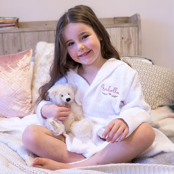 Personalised Embroidered Towelling Children's Bathrobe, 2 of 5