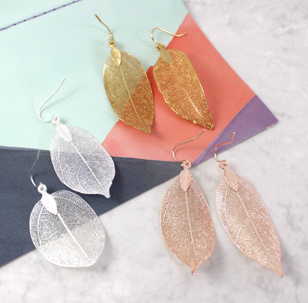 Real Leaf Earrings By Lucy Loves Neko