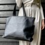 Extra Large Half Meter Black Leather Carry All Tote Bag, thumbnail 1 of 9