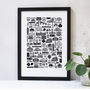 Manchester Illustrated Black And White Print, thumbnail 1 of 10