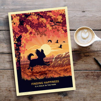 Longhaired Chihuahua In An Autumn Park. Limited Edition Dog Print, 3 of 7