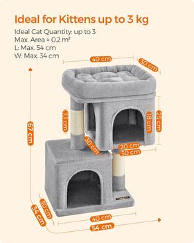 Cat Tree Playhouse Large Cat Perch Cave Scratching Post, 7 of 12