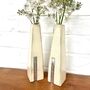 Two Personalised Wooden Vases With Aluminium Message, thumbnail 1 of 8