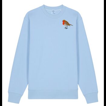 Adults Unisex Organic Cotton Embroidered Robin Christmas Jumper, 5 of 12