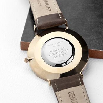 Men's Modern Vintage Personalised Leather Watch, 2 of 12