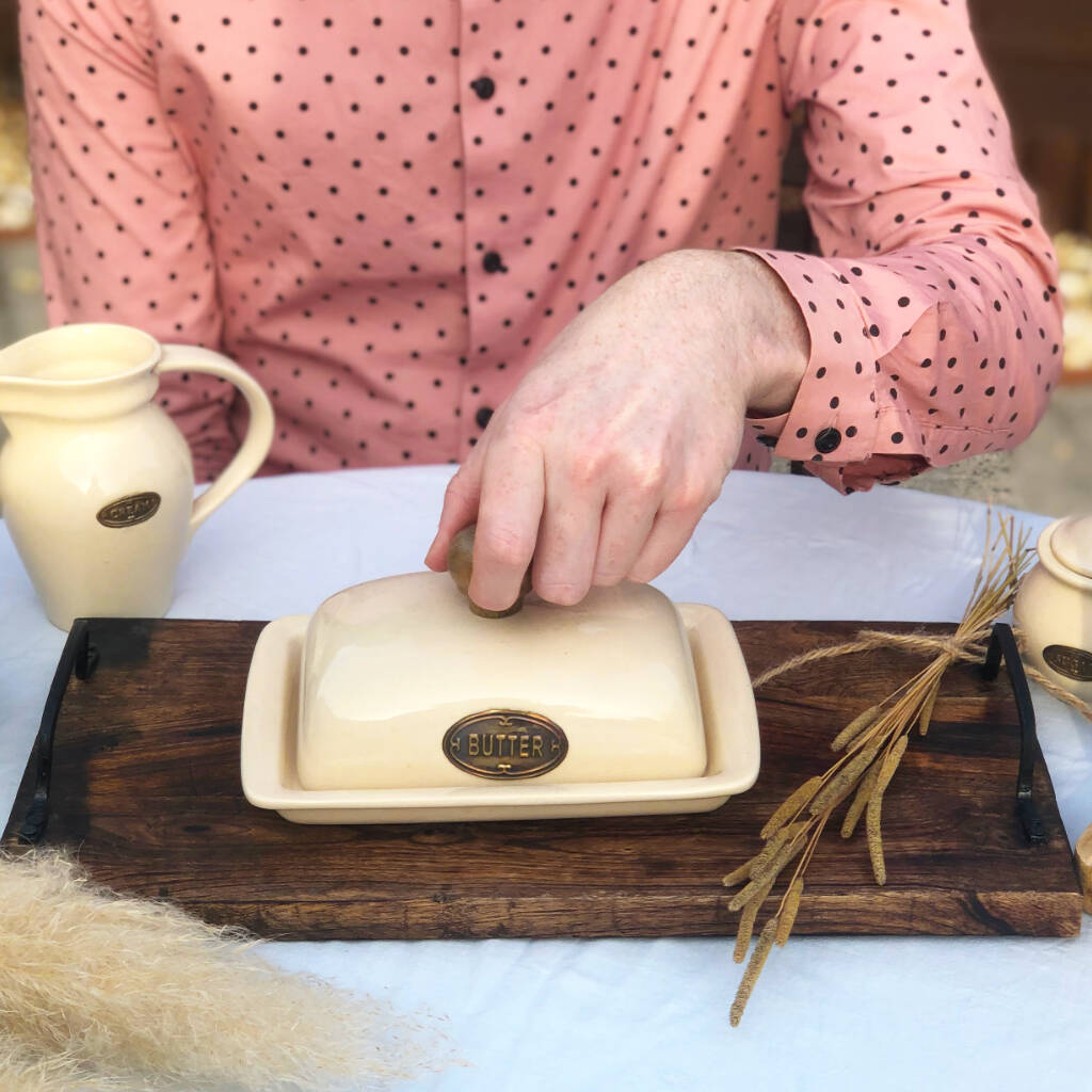 Cream Ceramic Butter Dish Butter Tray With Lid By The Happy Place