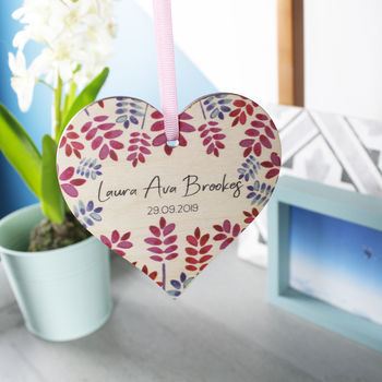 New Baby Wooden Heart Decoration Letterbox Gift, 7 of 8