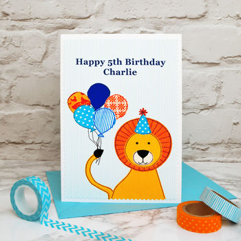 'Lion' Personalised Childrens Birthday Card, 3 of 4