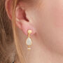 White Moonstone With Seed Pearl Stud Drops 18 Gold Vermeil, thumbnail 6 of 8