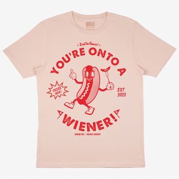 You’re Onto A Wiener Women’s Hot Dog Graphic T Shirt, 3 of 3