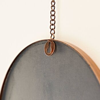 Oval Antique Copper Hanging Chain Wall Mirror, 6 of 8