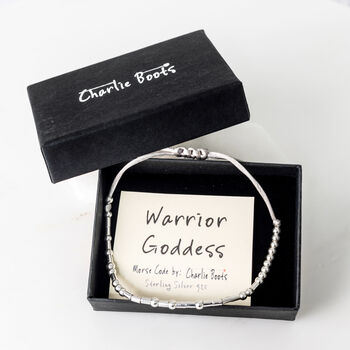 Sterling Silver 'Warrior Goddess' Morse Code Bracelet, 2 of 8