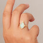 Aqua Chalcedony 18 K Gold And Silver Pear Shaped Ring, thumbnail 1 of 12