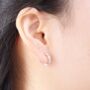 Silver Floral Half Hoop Earrings, thumbnail 2 of 8