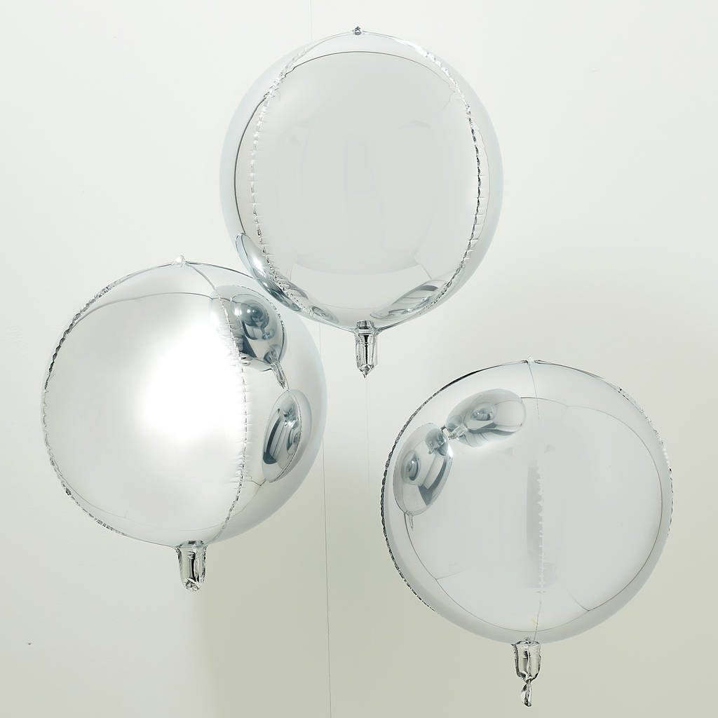 Silver Foiled Round Orb Balloons Three Pack, 1 of 2