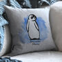 Personalised Curious Penguin Cushion, thumbnail 2 of 4