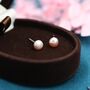 Natural Pink Pearl Stud Earrings In Sterling Silver, thumbnail 4 of 11