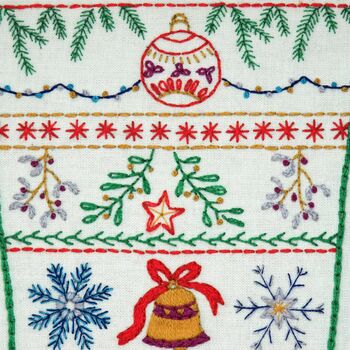 Christmas Festive Hand Embroidery Stocking Kit, 4 of 6