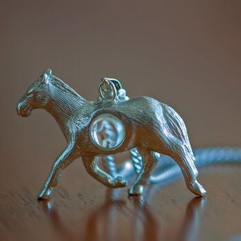 Personalised Horse Hidden Photo Necklace In Sterling Silver, 2 of 10