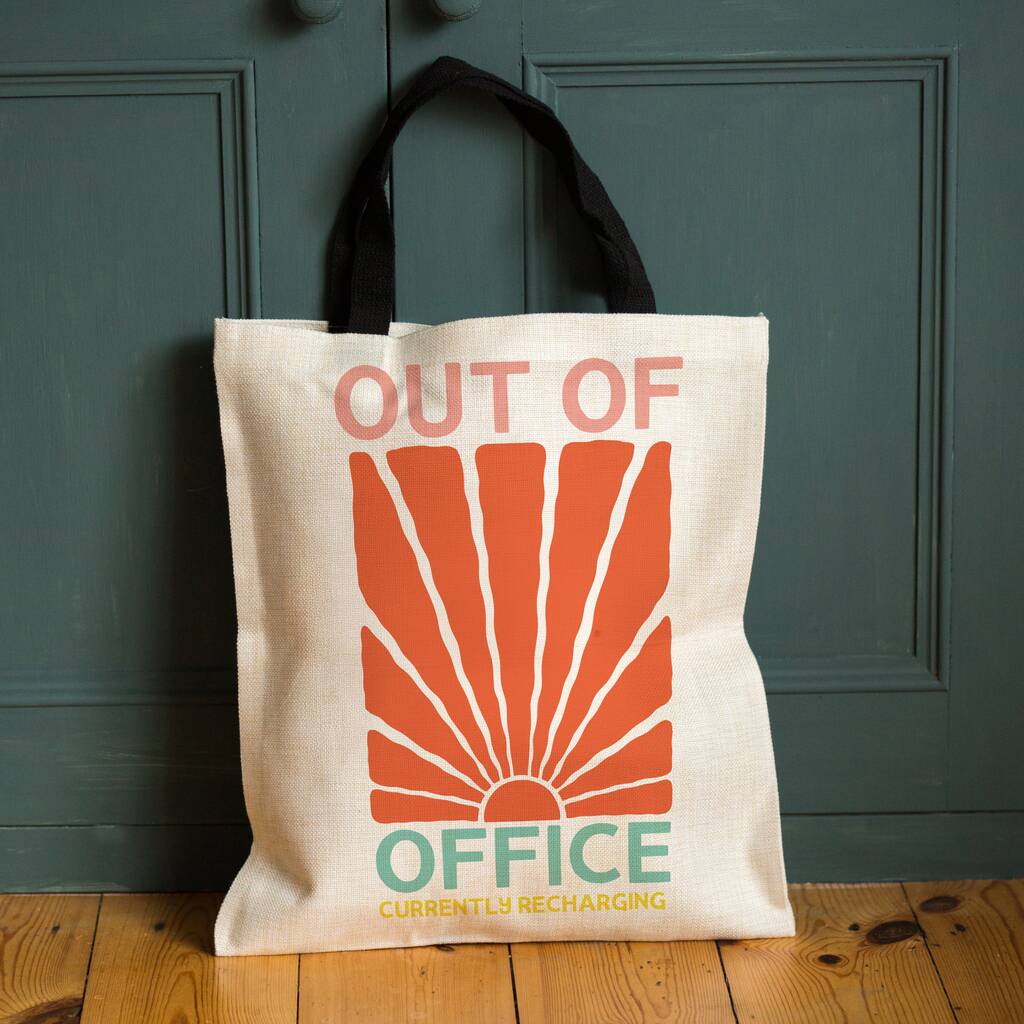Out Of Office Tote Bag – “Currently Recharging” Eco Shopper