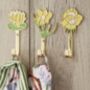 Hand Painted Solid Brass Flower Wall Hooks, thumbnail 2 of 7