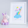 Pastel Unicorn And Rainbow Themed Nursery Bedroom Print, thumbnail 4 of 5