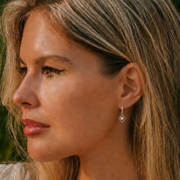 Moroccan Charm Opal Sterling Silver Huggie Hoop Earrings, 3 of 8