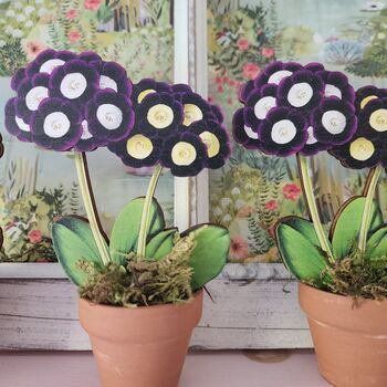 Primula Auricula Wooden Flower Decoration Gift, 3 of 5