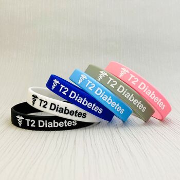 T2 Diabetes Silicone Medical Alert Wristband, 3 of 8