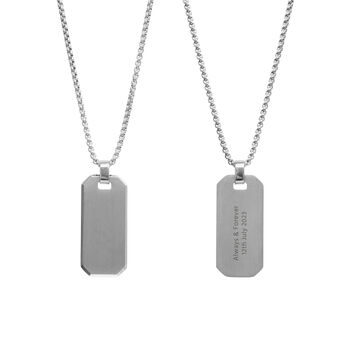 Personalised Men's Metallic Grey Dog Tag Necklace, 8 of 10