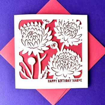 Personalised November Chrysanthemum Birth Flower Card, 3 of 4