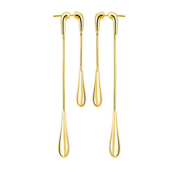 Double Drop Earrings Front And Back In Gold Vermeil, 2 of 3