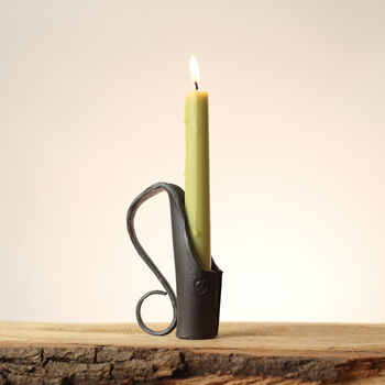 11th Anniversary Gift Hand Forged Steel Dinner Candle Holder, 6 of 10