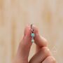 Sterling Silver Double Aqua Green Opal Dangle Huggie Hoop Earrings, thumbnail 7 of 12