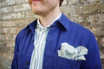 Dancys Mens Pale Blue Paisley Print Pocket Square, 6 of 9