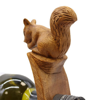 Carved Wooden Wine Holder Squirrel, 2 of 3