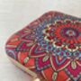 Devi Bright Orange Square Digitally Printed Clutch Bag, thumbnail 7 of 9