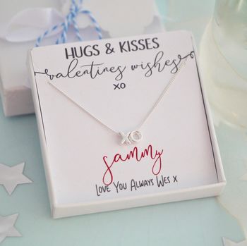 Sterling Silver Hugs And Kisses X O Necklace, 7 of 7