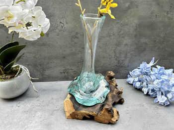 28cm Molten Glass Flower Stem Vase And Wine Decanter, 12 of 12