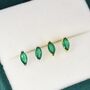 Sterling Silver Marquise Emerald Green Stud Earrings, thumbnail 5 of 11