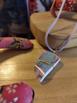 Pink And Blue Kintsugi Necklace, 2 of 4