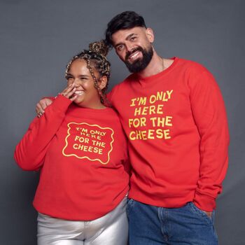 Men's Only Here For The Cheese Christmas Sweatshirt, 5 of 5