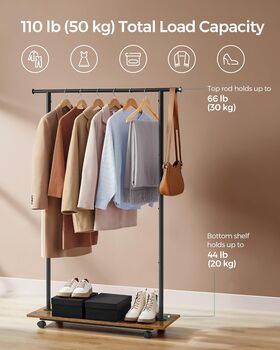 Portable Clothes Rack Metal Clothes Rail Storage Shelf, 3 of 12