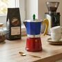 Italian Moka Pot Espresso Maker In Blue And Red, thumbnail 1 of 5